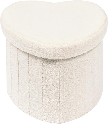 12.6" Flower Storage Ottoman Cube – Boucle Faux Fur, Foot Rest & Seat for Living Room, Bedroom