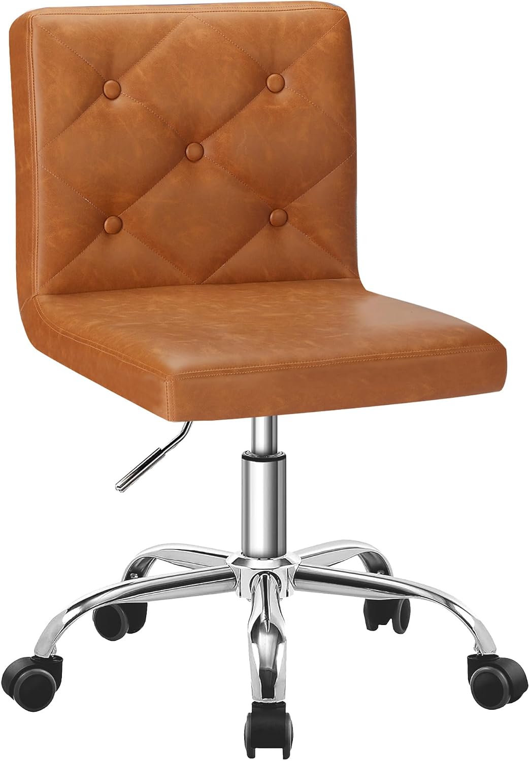 Leather Mid-Back Vanity Chair, Height Adjustable, Swivel