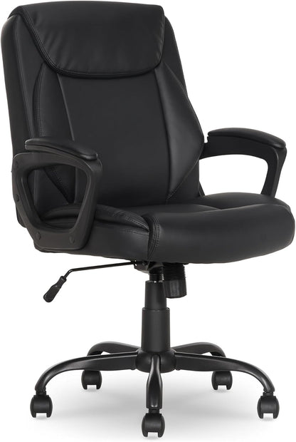 Basics Puresoft PU Mid-Back Office Chair with Armrest, Brown