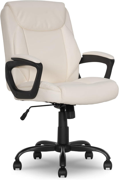 Basics Puresoft PU Mid-Back Office Chair with Armrest, Brown
