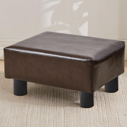 Small Rectangle Sherpa Foot Stool – Ottoman Foot Rest for Couch, Living Room & Bedroom (White)