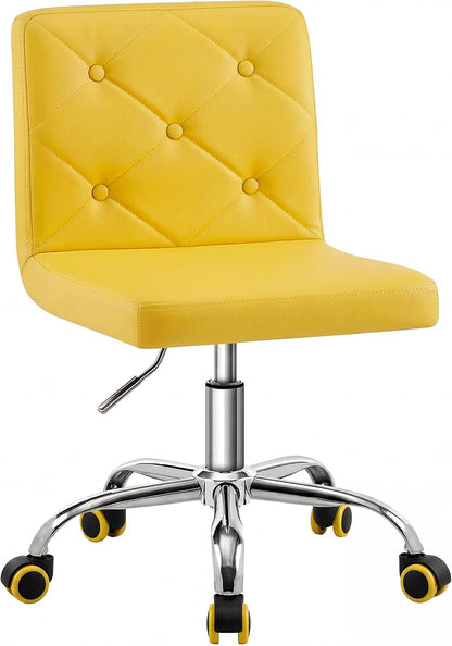 Leather Mid-Back Vanity Chair, Height Adjustable, Swivel
