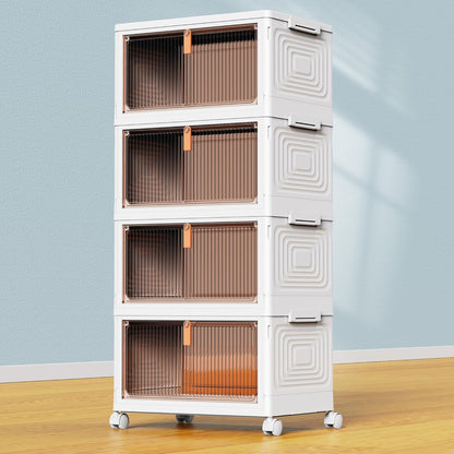 4-Tier Rolling Storage Bins 23QT for Living Room & Dorm – Stackable, Foldable