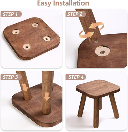 Wooden Step Stool for Adults & Toddlers – 9.3" Height, 4 Detachable Legs