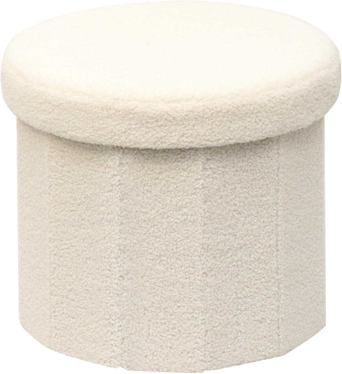 12.6" Flower Storage Ottoman Cube – Boucle Faux Fur, Foot Rest & Seat for Living Room, Bedroom