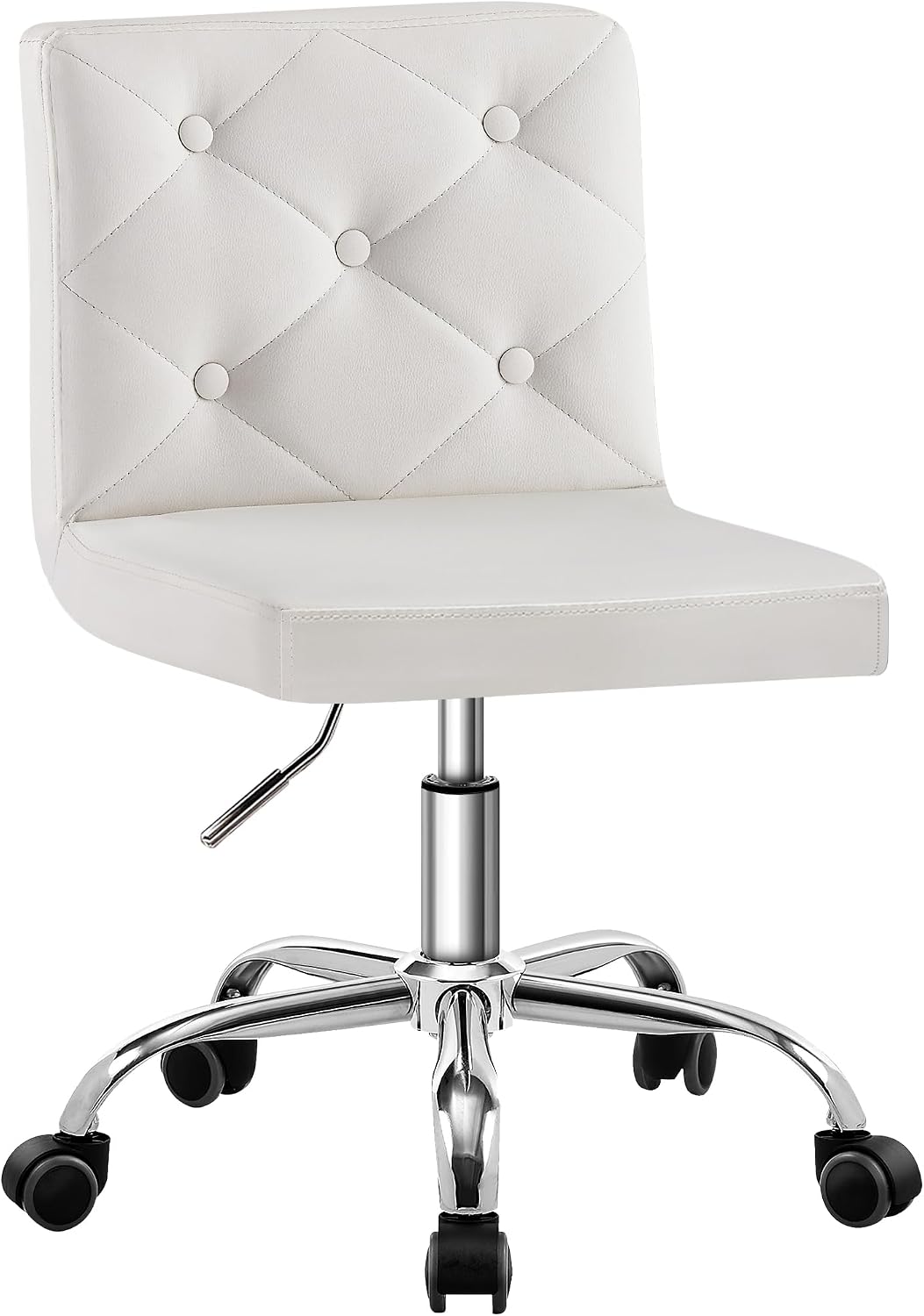 Leather Mid-Back Vanity Chair, Height Adjustable, Swivel