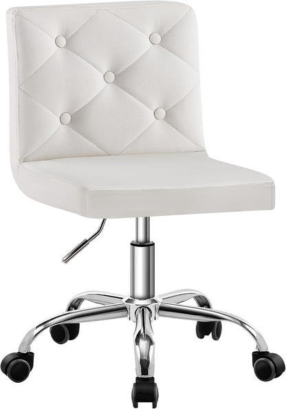 Leather Mid-Back Vanity Chair, Height Adjustable, Swivel
