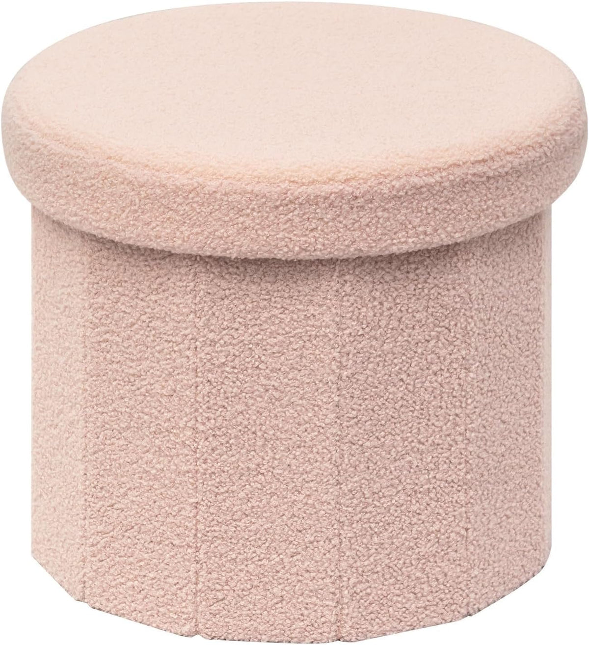 12.6" Flower Storage Ottoman Cube – Boucle Faux Fur, Foot Rest & Seat for Living Room, Bedroom