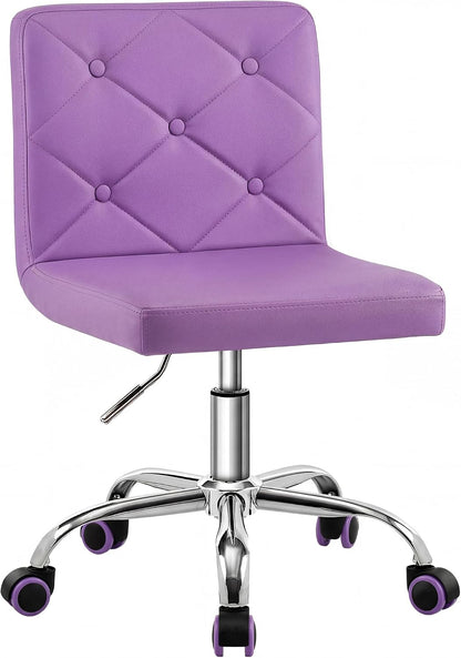 Leather Mid-Back Vanity Chair, Height Adjustable, Swivel