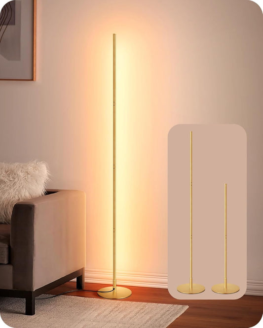 Modern Floor Lamp, Stepless Dimmable & Height Adjustable, Gold