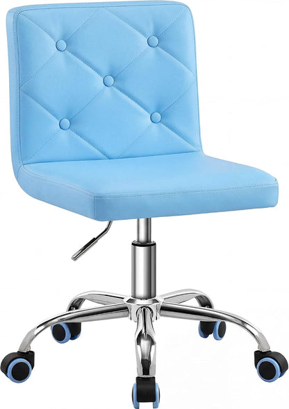 Leather Mid-Back Vanity Chair, Height Adjustable, Swivel