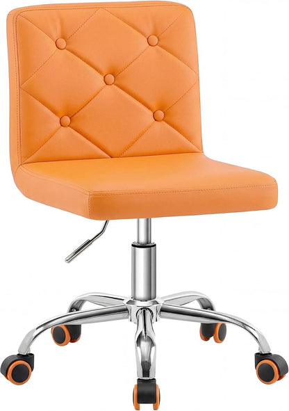 Leather Mid-Back Vanity Chair, Height Adjustable, Swivel