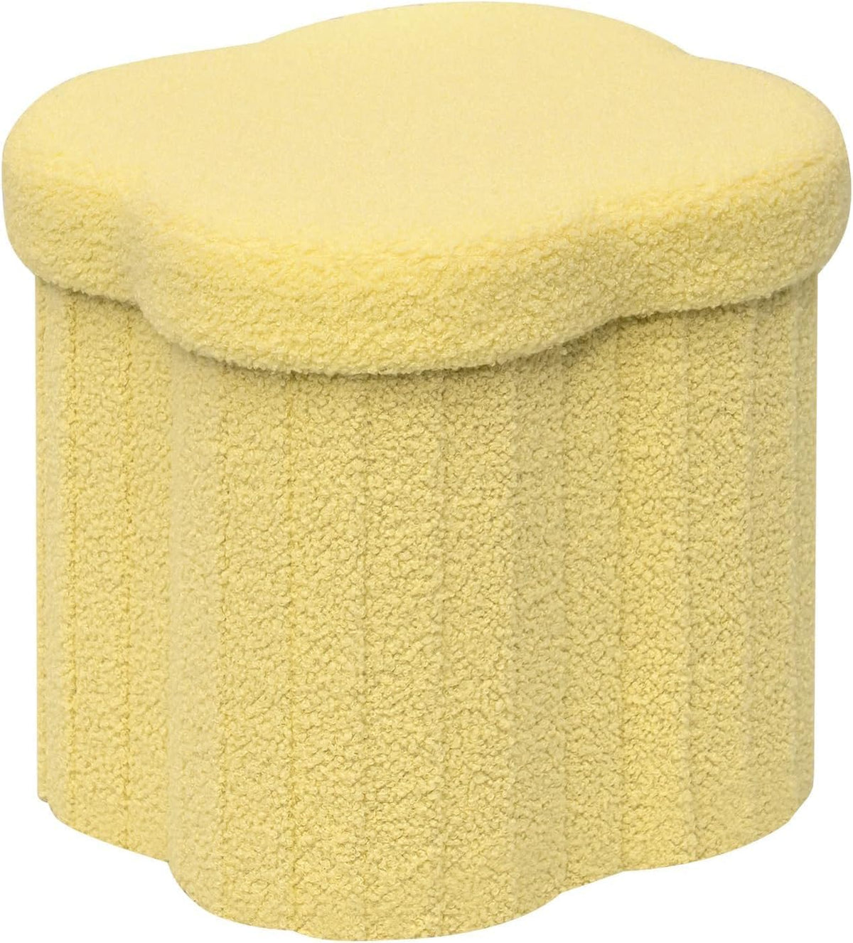 12.6" Flower Storage Ottoman Cube – Boucle Faux Fur, Foot Rest & Seat for Living Room, Bedroom