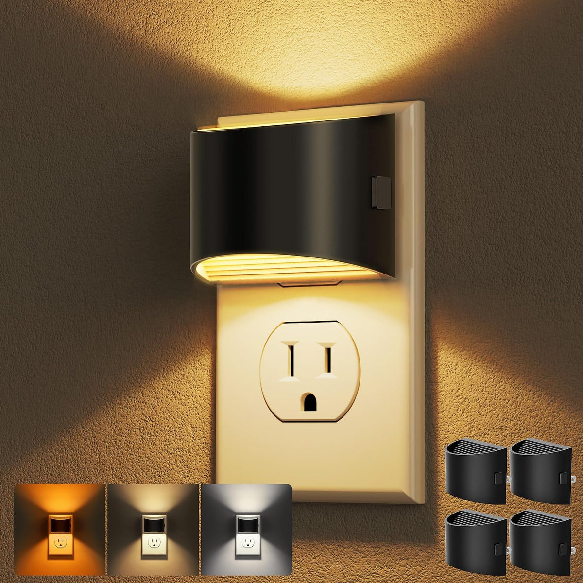 Night Lights Plug into Wall (2-Pack) – 3000K, 3-Level Dimmable, Dusk to Dawn Sensor