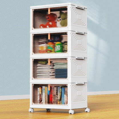 4-Tier Rolling Storage Bins 23QT for Living Room & Dorm – Stackable, Foldable