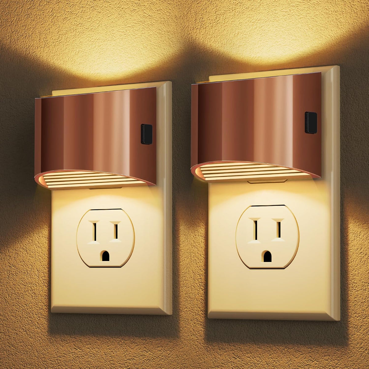 Night Lights Plug into Wall (2-Pack) – 3000K, 3-Level Dimmable, Dusk to Dawn Sensor