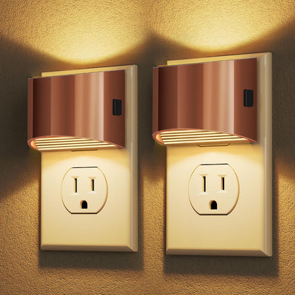Night Lights Plug into Wall (2-Pack) – 3000K, 3-Level Dimmable, Dusk to Dawn Sensor
