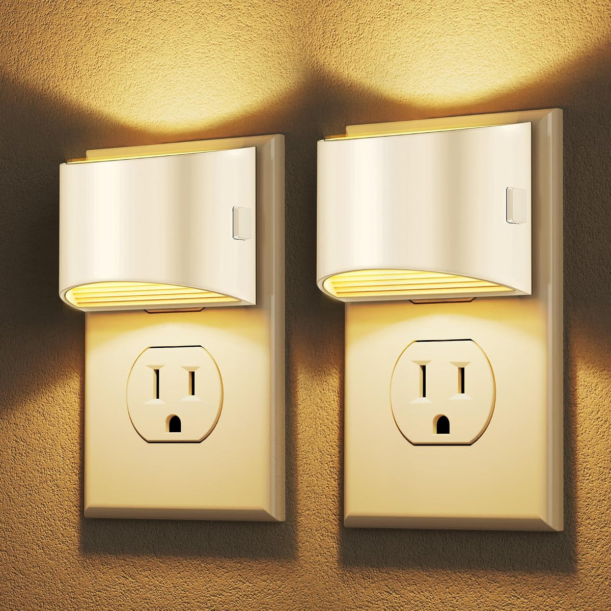 Night Lights Plug into Wall (2-Pack) – 3000K, 3-Level Dimmable, Dusk to Dawn Sensor