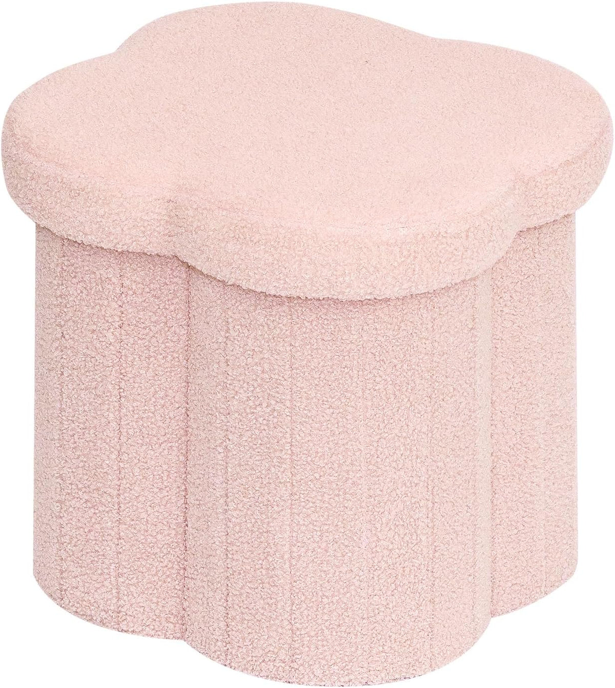 12.6" Flower Storage Ottoman Cube – Boucle Faux Fur, Foot Rest & Seat for Living Room, Bedroom