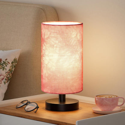 9" Small Table Lamp for Bedroom & Kids Room – Cream Shade, Wood Base, 3000K Bulb, Minimalist Design