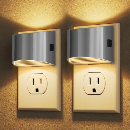 Night Lights Plug into Wall (2-Pack) – 3000K, 3-Level Dimmable, Dusk to Dawn Sensor