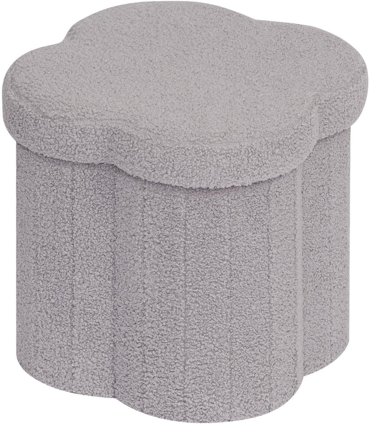 12.6" Flower Storage Ottoman Cube – Boucle Faux Fur, Foot Rest & Seat for Living Room, Bedroom