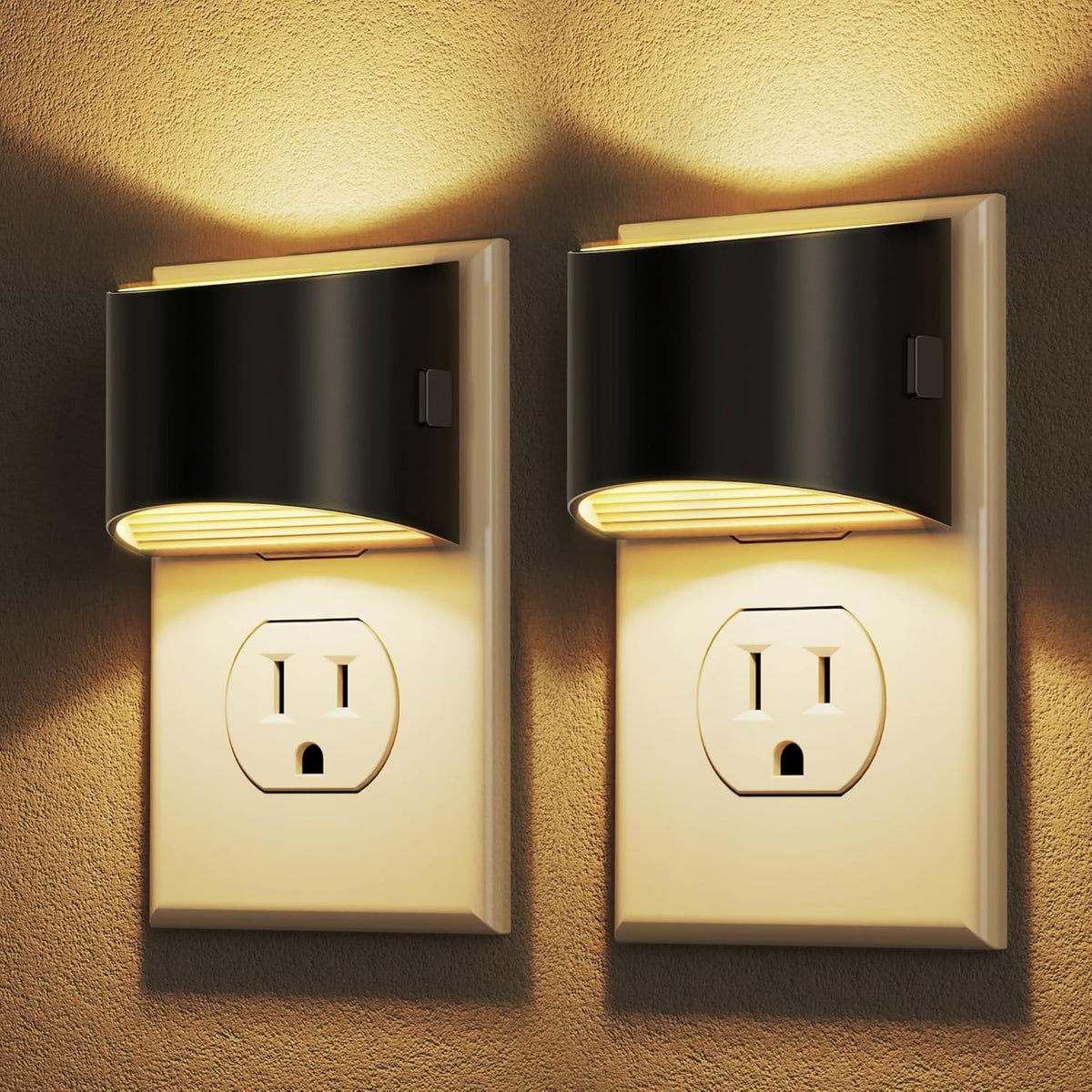 Night Lights Plug into Wall (2-Pack) – 3000K, 3-Level Dimmable, Dusk to Dawn Sensor