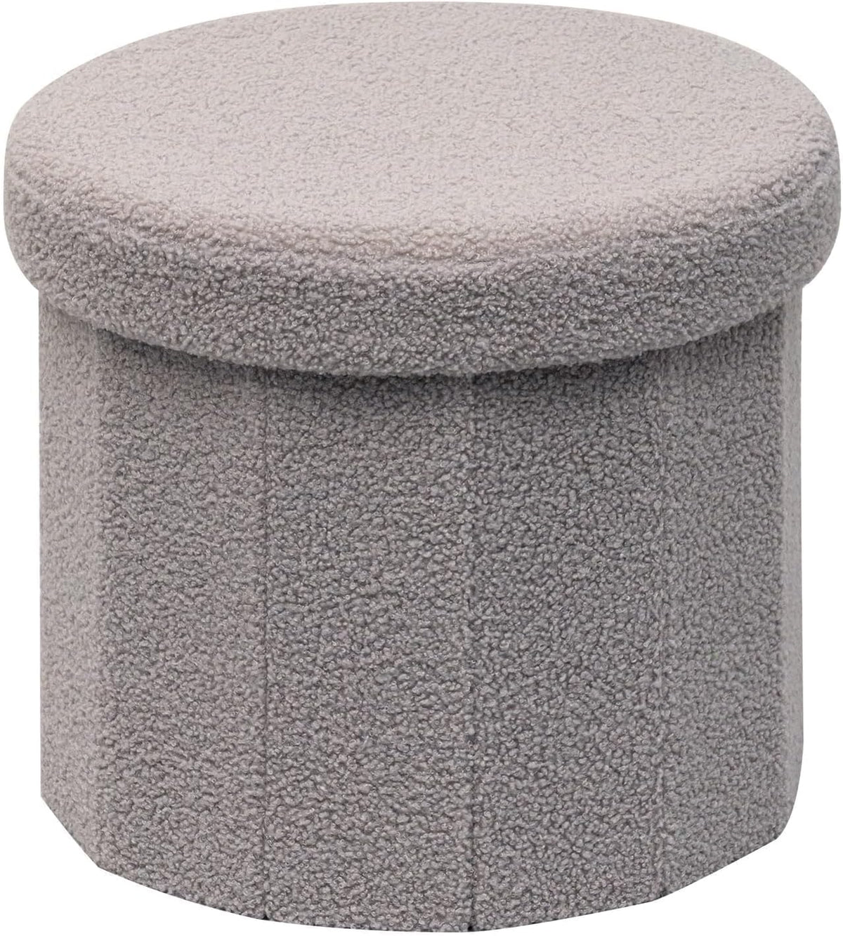 12.6" Flower Storage Ottoman Cube – Boucle Faux Fur, Foot Rest & Seat for Living Room, Bedroom