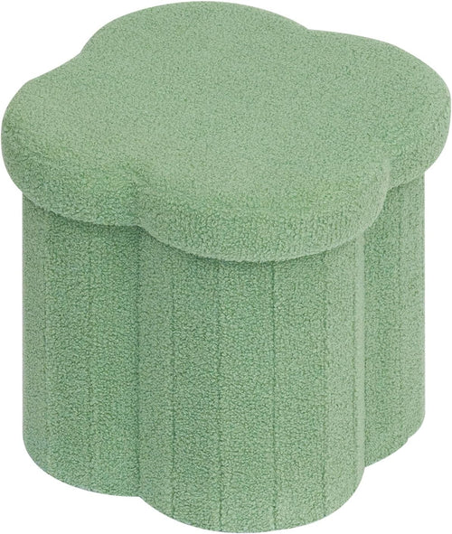 12.6" Flower Storage Ottoman Cube – Boucle Faux Fur, Foot Rest & Seat for Living Room, Bedroom