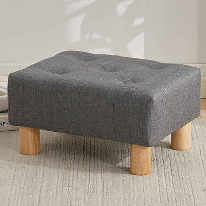Small Rectangle Sherpa Foot Stool – Ottoman Foot Rest for Couch, Living Room & Bedroom (White)